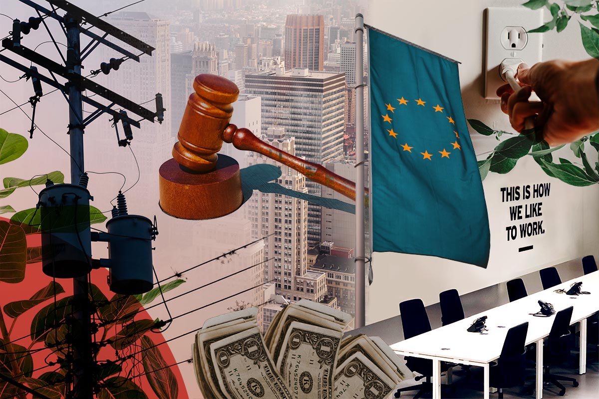 Bildmontage Hållbart kapital, 2050-klimatneutral, gröna kontorsval och slutet för fasta elavtal