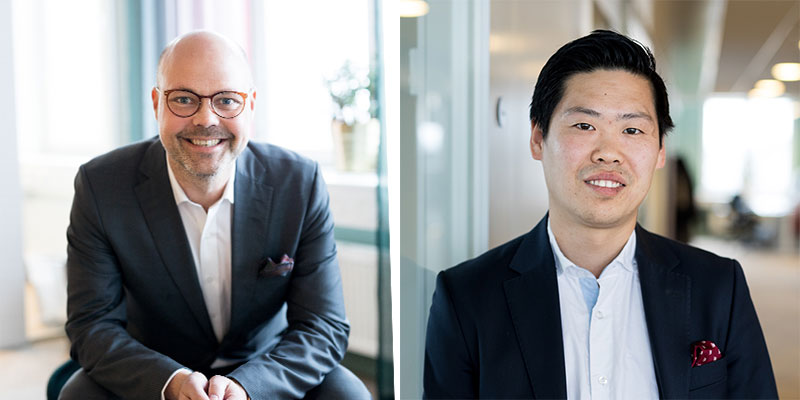 Profilbilder på Michael Bjelvenmark och Kim Grandell.